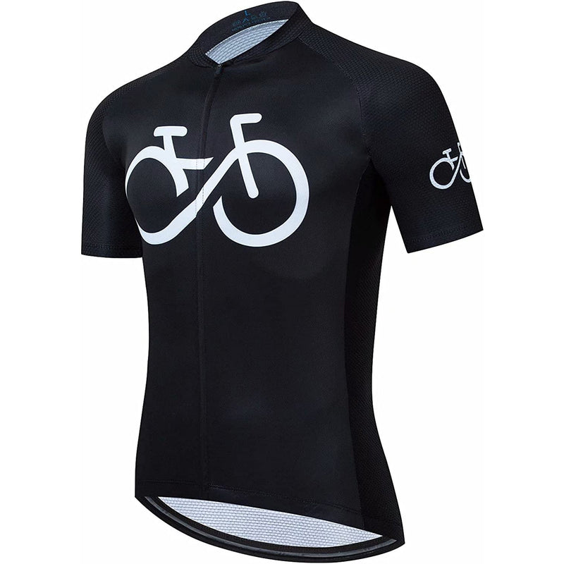 Black Short Sleeve Men Funny MTB Short Sleeve Cycling Jersey Top
