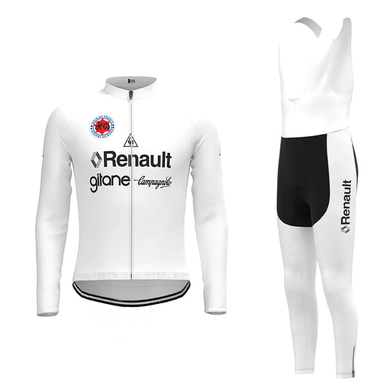 Renault Gitane White Vintage Long Sleeve Cycling Jersey Matching Set