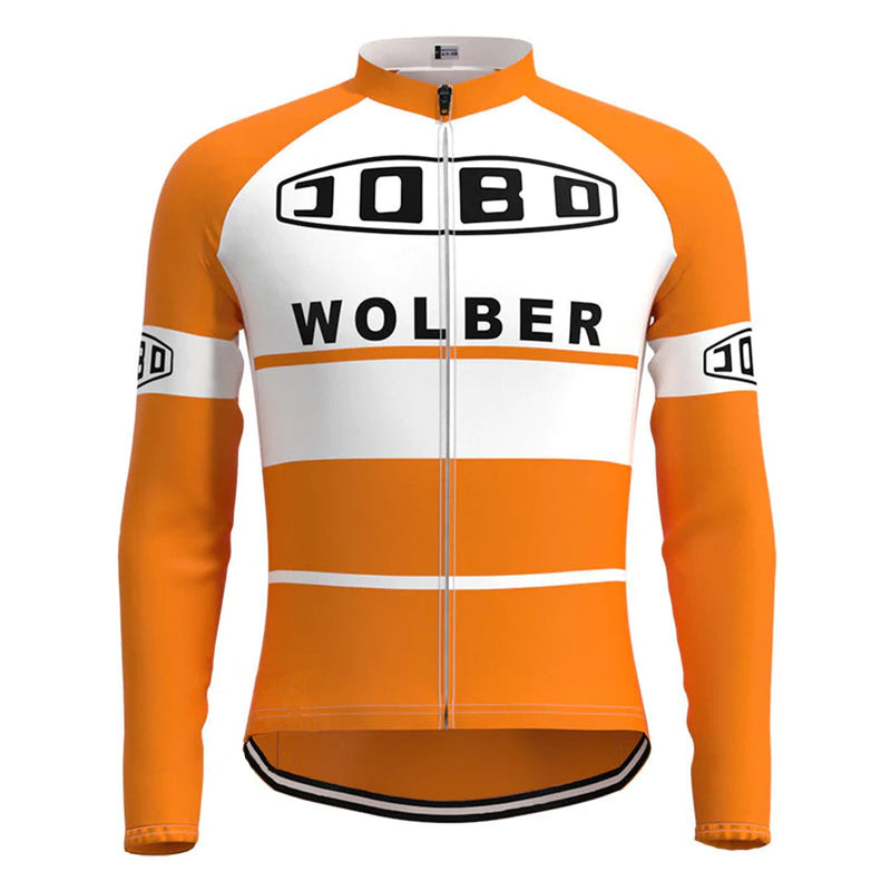 JOBO Orange Long Sleeve Vintage Cycling Jersey Top