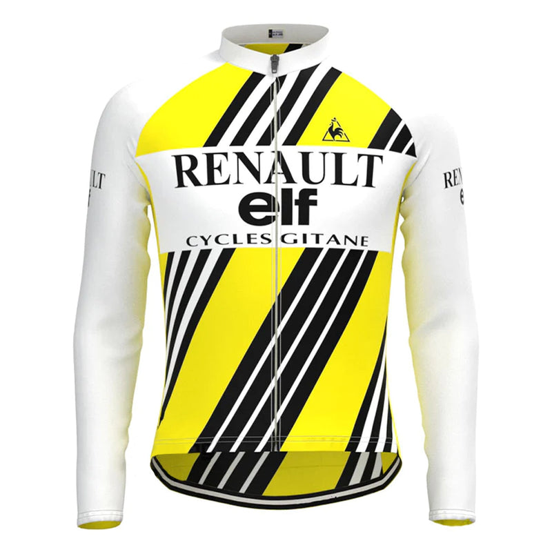 Renault ELF Yellow Stripe Long Sleeve Cycling Jersey Matching Set