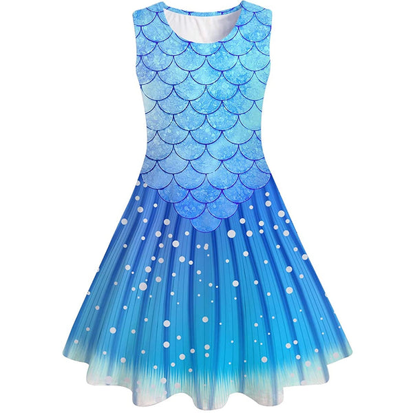 Deep Blue Mermaid Funny Girl Dress
