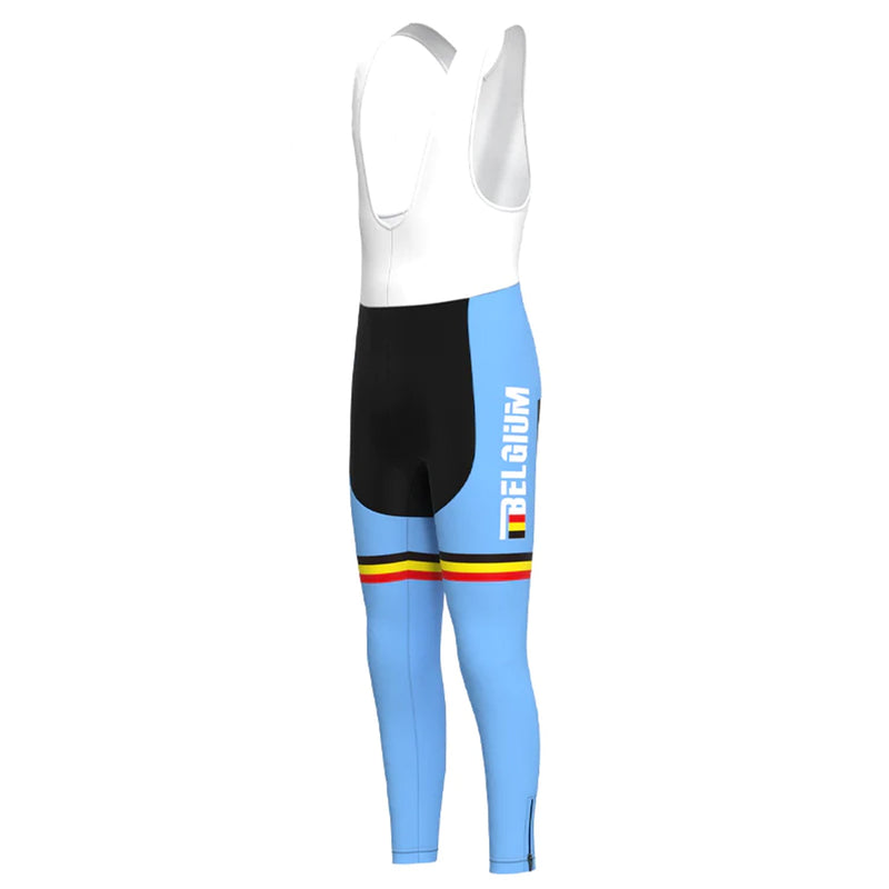 BELGIUM Blue Long Sleeve Cycling Jersey Matching Set