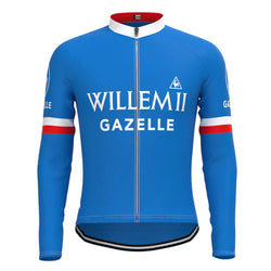 Gazelle Blue Vintage Long Sleeve Cycling Jersey Top