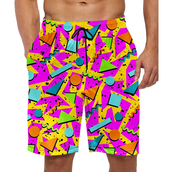 Geometry Pink Funny Swim Trunks