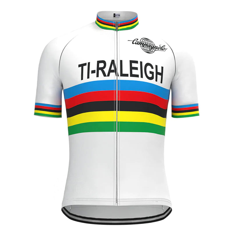 TI-Raleigh White Vintage Short Sleeve Cycling Jersey Top
