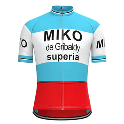 Miko–de Gribaldy Blue White Red Vintage Short Sleeve Cycling Jersey Top
