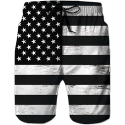 Black American Flag Funny Swim Trunks