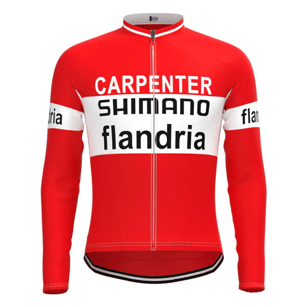 Carpenter Confortluxe Flandria Red Vintage Long Sleeve Cycling Jersey Top