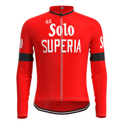 Solo Superia Red Vintage Long Sleeve Cycling Jersey Top
