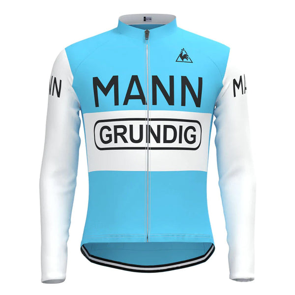 Dr. Mann Blue Vintage Long Sleeve Cycling Jersey Top
