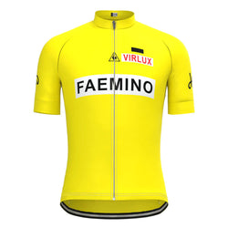 FAEMINO Yellow Vintage Short Sleeve Cycling Jersey Top
