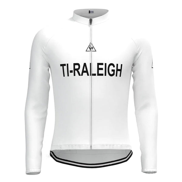 TI Raleigh White Vintage Long Sleeve Cycling Jersey Matching Set