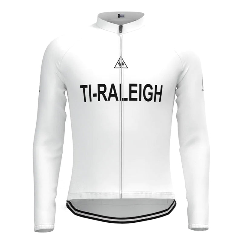 TI Raleigh White Vintage Long Sleeve Cycling Jersey Matching Set