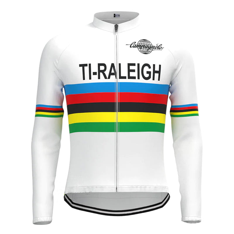 TI Raleigh White Vintage Long Sleeve Cycling Jersey Top