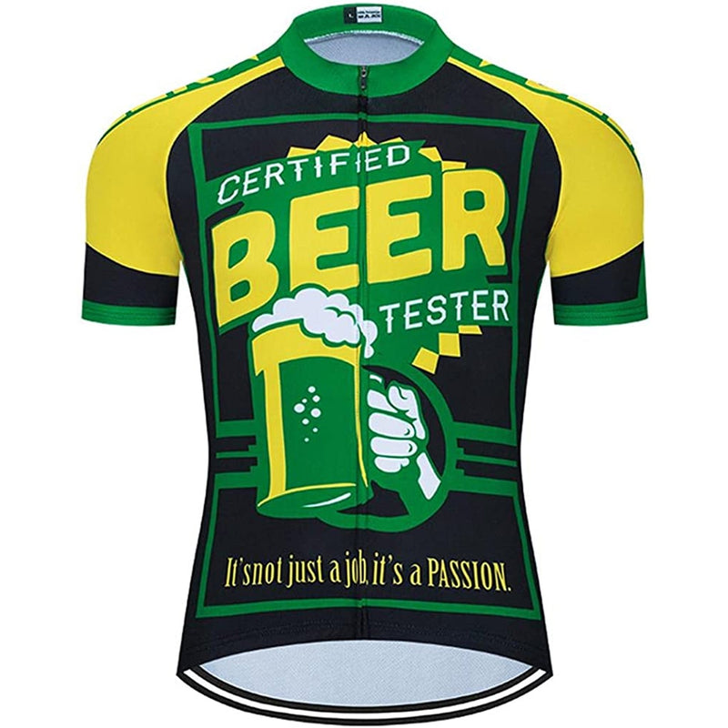 Certified Beer Tester Men Funny MTB Short Sleeve Cycling Jersey Top