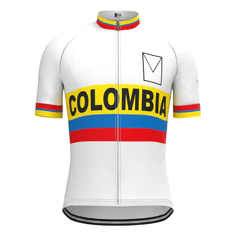 Colombia White Vintage Short Sleeve Cycling Jersey Top