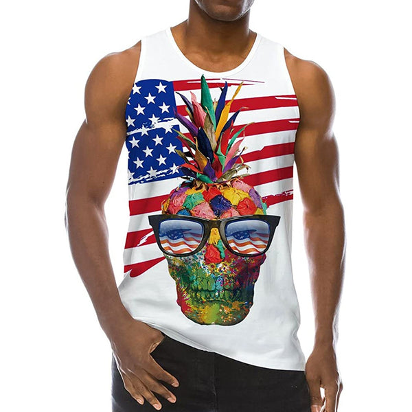 American Flag Skull Pineapple Tank Top