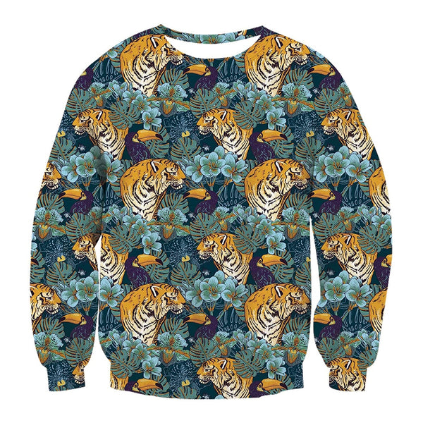 Leaves Tiger Ugly Christmas Sweater