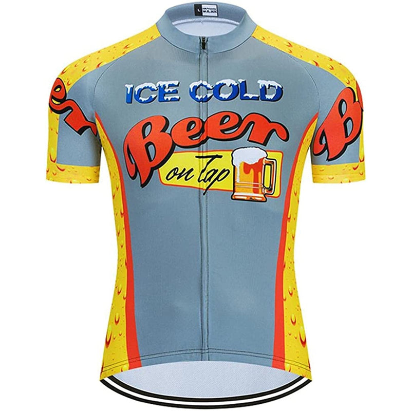 Ice Cold Beer Men Funny MTB Short Sleeve Cycling Jersey Top
