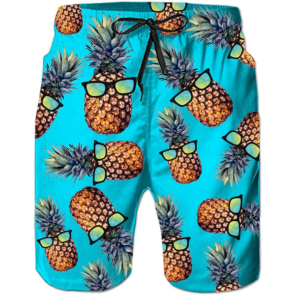 Light Blue Sunglasses Pineapple Funny Swim Trunks
