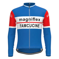 Magniflex Famcucine Blue Vintage Long Sleeve Cycling Jersey Top