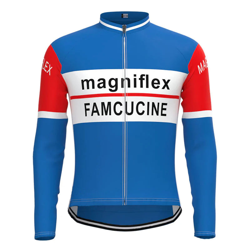 Magniflex Famcucine Blue Vintage Long Sleeve Cycling Jersey Top