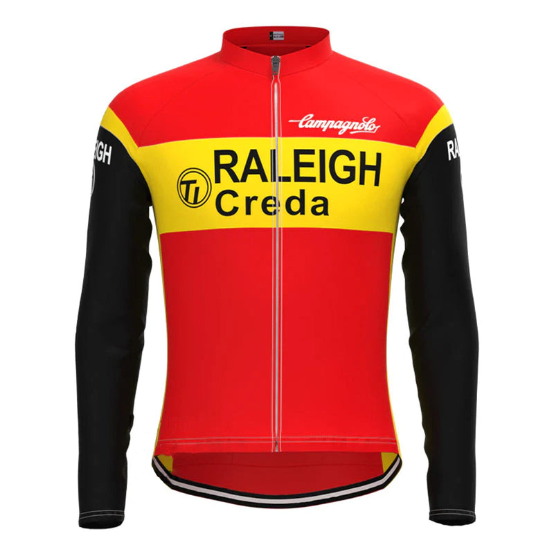 TI Raleigh Yellow Red Vintage Long Sleeve Cycling Jersey Matching Set