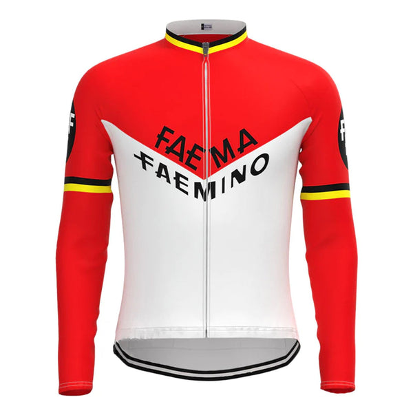 Faema Red White Vintage Long Sleeve Cycling Jersey Top