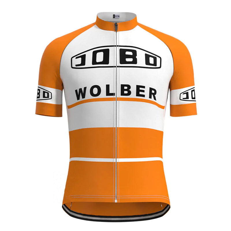 JOBO Orange Vintage Short Sleeve Cycling Jersey Top