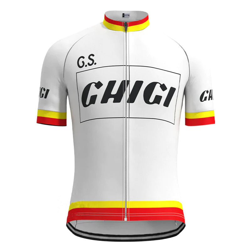 Ghigi White Vintage Short Sleeve Cycling Jersey Top