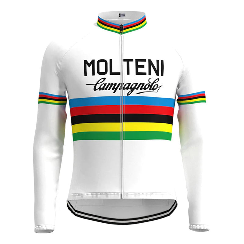 MOLTENI White Vintage Long Sleeve Cycling Jersey Top
