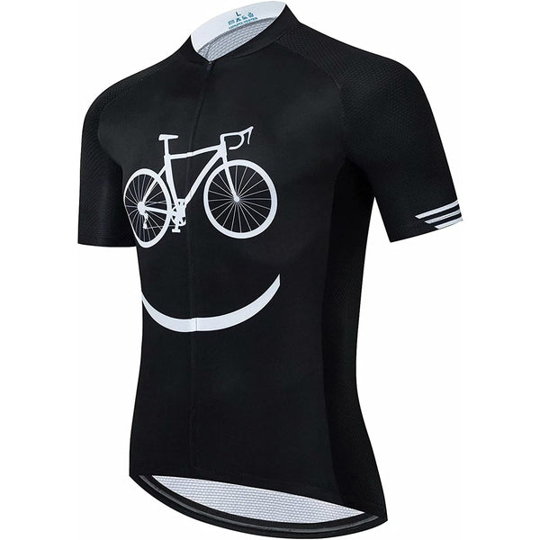 Black Short Sleeve Men Funny MTB Short Sleeve Cycling Jersey Top
