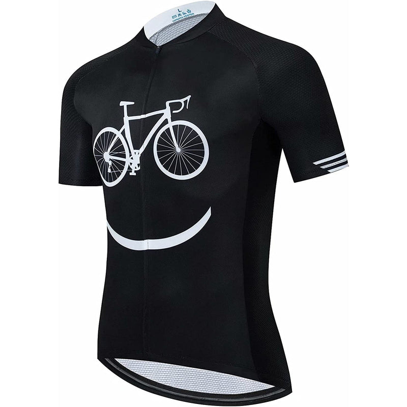 Black Short Sleeve Men Funny MTB Short Sleeve Cycling Jersey Top