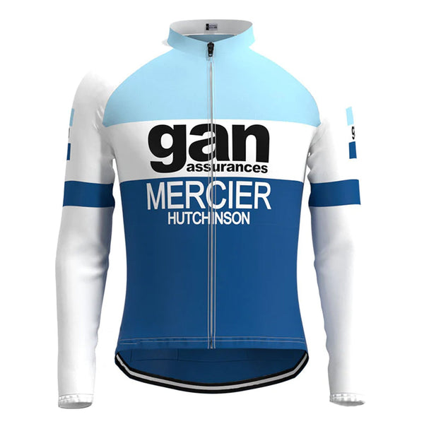 Gan Blue Vintage Long Sleeve Cycling Jersey Top