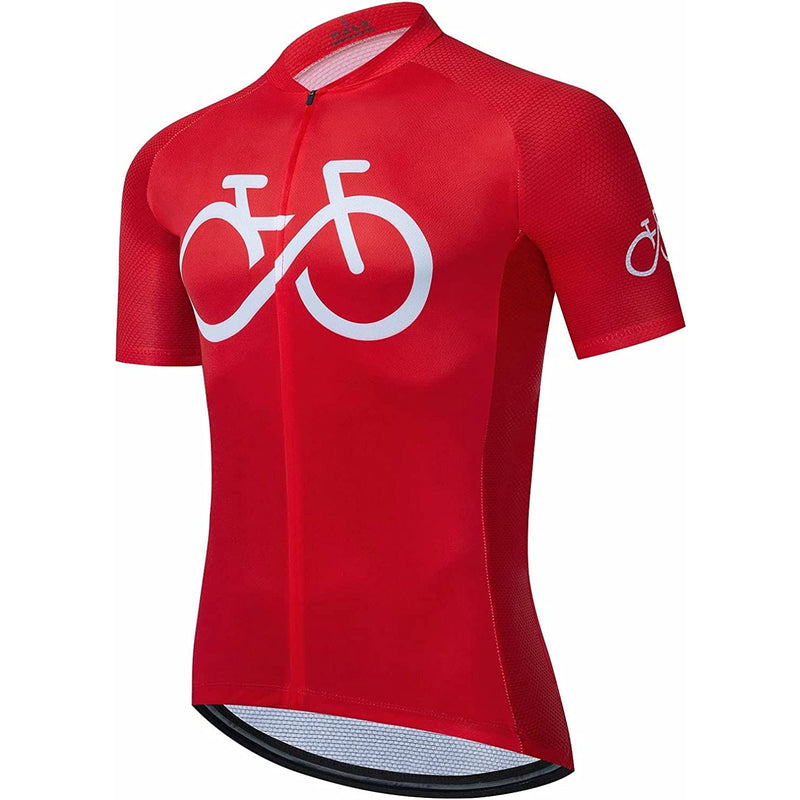 Red Short Sleeve Men Funny MTB Short Sleeve Cycling Jersey Top