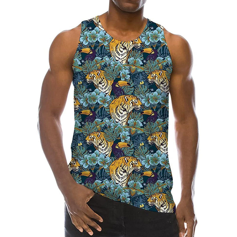 Leaves Tiger Funny Tank Top
