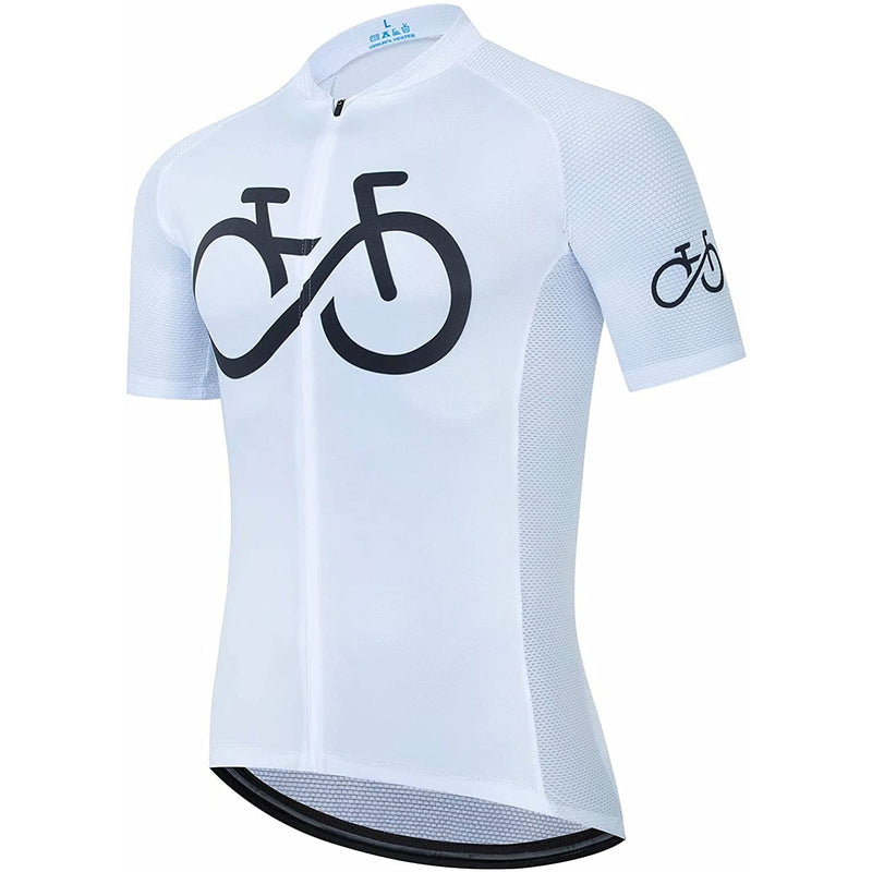 White Short Sleeve Men Funny MTB Short Sleeve Cycling Jersey Top