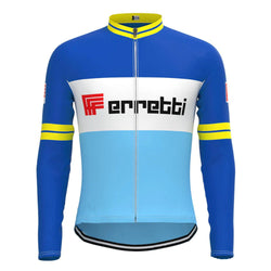 Ferretti Blue Vintage Long Sleeve Cycling Jersey Top
