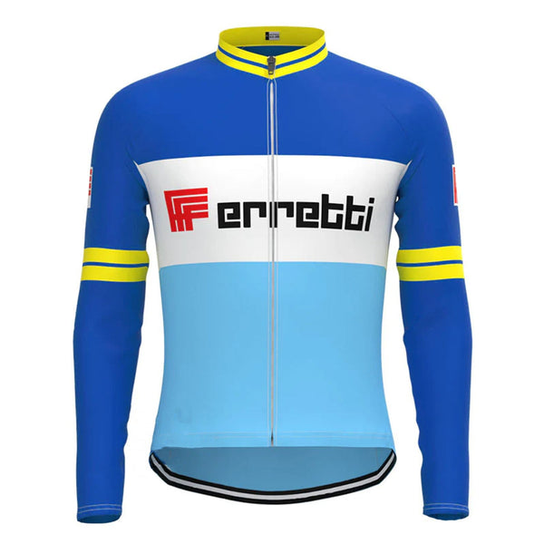 Ferretti Blue Vintage Long Sleeve Cycling Jersey Top