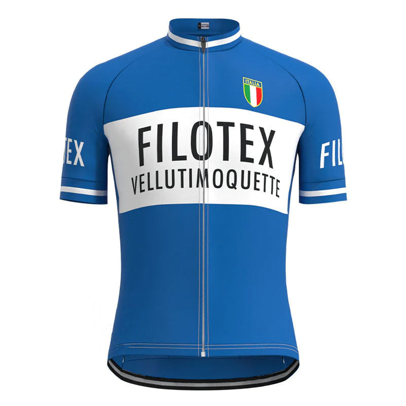 Filotex Blue Vintage Short Sleeve Cycling Jersey Top