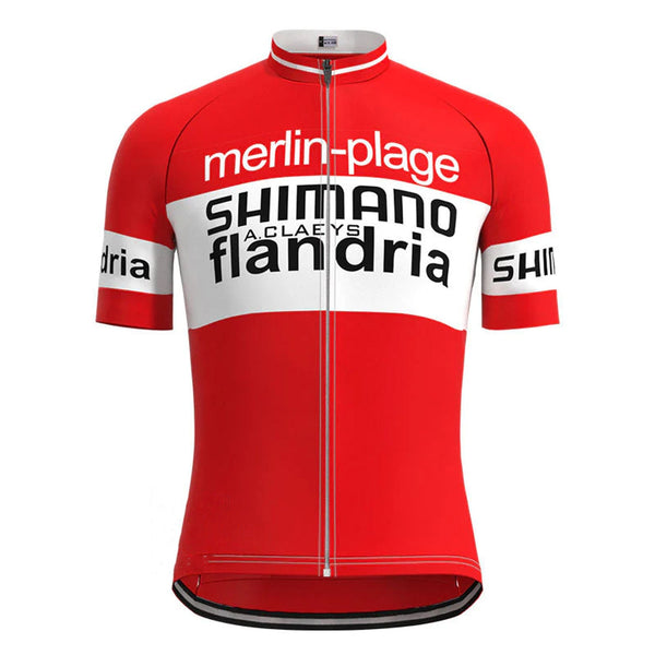 Shimano Flandria Red Vintage Short Sleeve Cycling Jersey Top