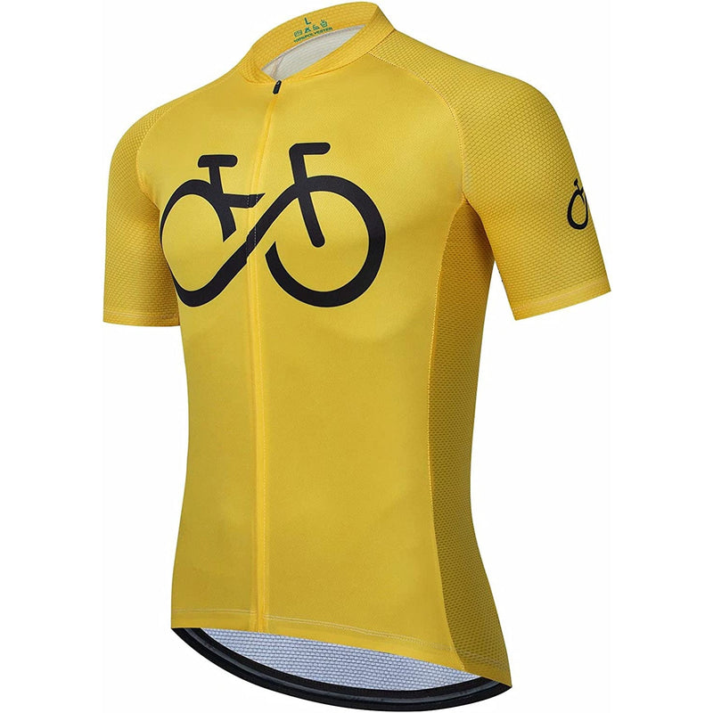 Yellow Short Sleeve Men Funny MTB Short Sleeve Cycling Jersey Top