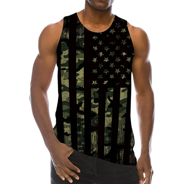 Dark Gray American Flag Funny Tank Top