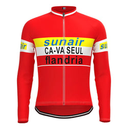 Sunair CA-VA Seul Flandria Red Vintage Long Sleeve Cycling Jersey Top