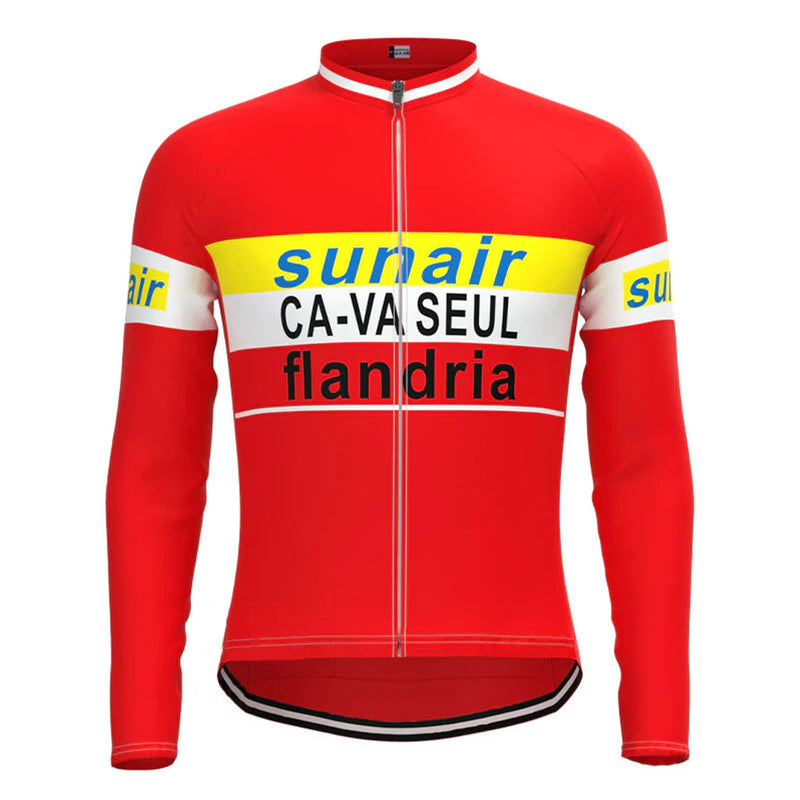 Sunair CA-VA Seul Flandria Red Vintage Long Sleeve Cycling Jersey Top