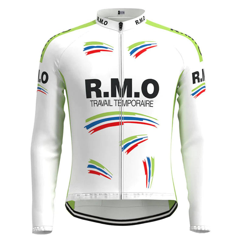 R.M.O White Vintage Long Sleeve Cycling Jersey Top