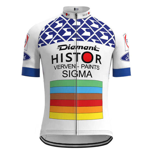 Histor Sigma White Vintage Short Sleeve Cycling Jersey Top