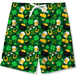 St Patrick's Day Clover  Funny Boy Swim Trunk