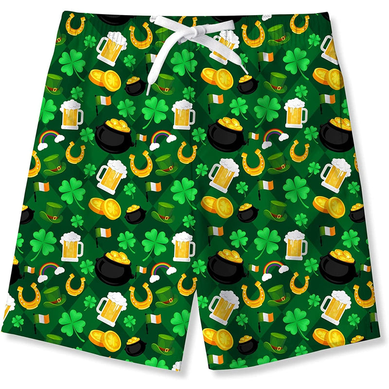 St Patrick's Day Clover  Funny Boy Swim Trunk