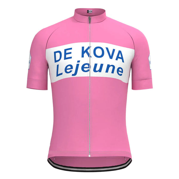 De Kova Lejeune Pink Vintage Short Sleeve Cycling Jersey Top